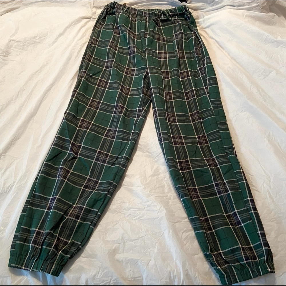 Green plaid pants
